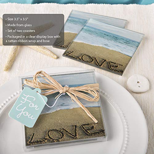 FASHIONCRAFT 7835 Beach Love Themed Coasters, Set of 2 Coasters, Glass Coasters, Pack of 60 - Thumbnail 2