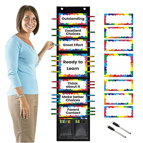 2 Pcs Gráfico de clipes de comportamento do aluno em sala de aula - Rastreamento de Comportamentos d