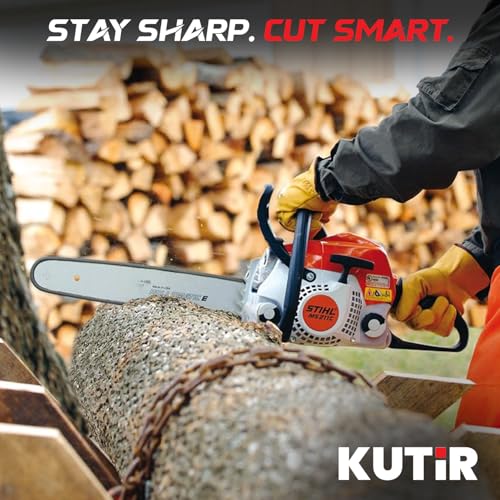 KUTIR Chainsaw Sharpener File Kit – 10 Pcs Chainsaw Sharpening Tool Set with 5/32\", 3/16\", 7/32\" Round Files, 6\" Flat File, Handle, Filing Guide, Quick Check Gauge, Bar Groove Cleaner & Travel Pouch