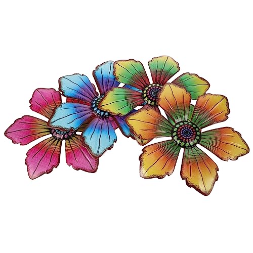 Fleurs colorées décoration murale intérieur extérieur HEMOTON 4pcs