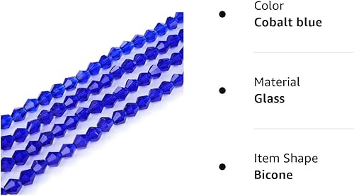 Miniatura 8 de 5 hebras checas facetadas de cristal bicono sueltas cuentas de cristal sueltas de 0.157 in (0.16 pulgadas) pequeñas azul cobalto (435-450 piezas)