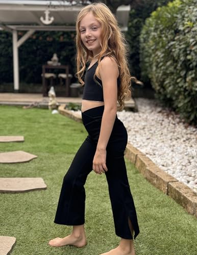 Zaclotre Calça legging feminina flare com bainha dividida cintura alta para ioga bootcut atlética in