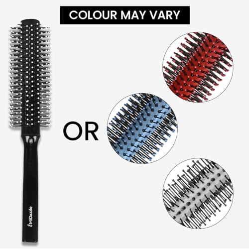 Image of Midazzle Round Hair Brush | Men and Women | For Adding Curls, Volume, Waves, Quick Blowout, Straightening, Curling, Drying, Volumizing Hairs & Scalp Massage | Hair Roller Brush for Hair Styling (MIHB0041)