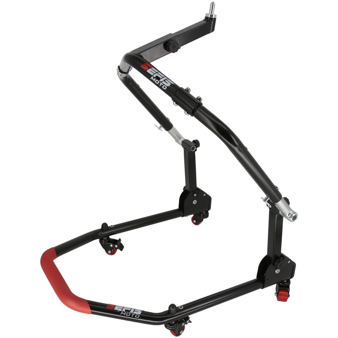 SEFIS M20u - Soporte para motocicleta plegable con cabezal de dirección para rueda delantera, elevador de moto, soporte de servicio delantero para motocicleta, soporte de montaje delantero para