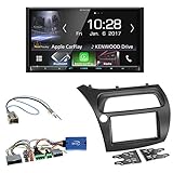  Einbauset : Kenwood DMX7017BTS Radio Bluetooth + 2-DIN Radioblende + Lenkradfernbedienungsadapter für Honda Civic VIII (FK1/FK2/FK3) 01/2006-02/2012 / Civic Type R (FN2) / Civic Type S FN1/FN3/FN4