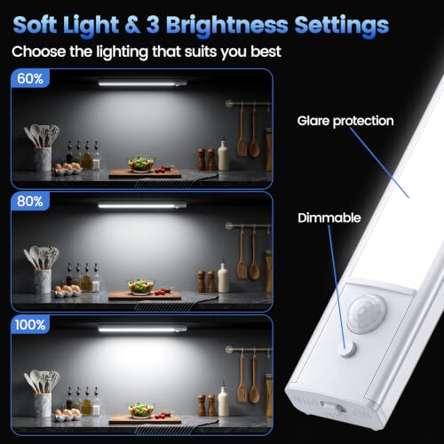 30CM Rechargeable Under Cabinet Kitchen Lights with Motion Sensor, 3 Pack - Image 4