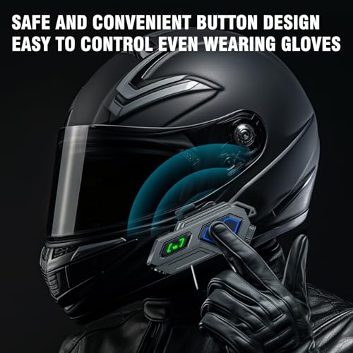 Image of EDYELL C8 Pro Motorcycle Bluetooth Headset,LED Emergency Lights,HiFi Stereo Calls,Wireless 50MM Earphone Helmet Bluetooth,IPX6 Waterproof,Compatible with All Helmets