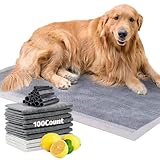 Charcoal Pet Pee Pads, Activated Carbon Odor Control Super Absorbent Leak-Proof Dog Potty Training Pads, Disposable Urine Bed Pads for Dog Cat Rabbit Hamster, Lemon Scent (S 13''×17.7''(100Count))