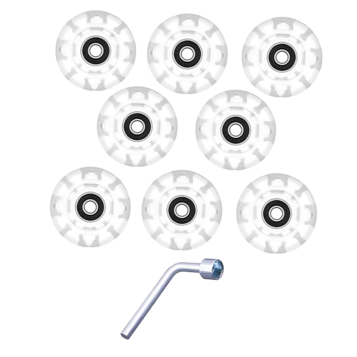 BCOATH 1Set Light Up Roller Skate Wheels of Glowing Double Row Ice Skates Accessories PU Wheels with Bearings for Outdoor Skating for Adults