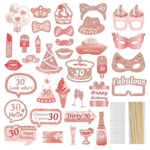 AIYONG 30 Cumpleaños Foto Props, Feliz Cumpleaños Accesorios Fiesta Suministros, Photocall DIY Photo Booth Atrezzo Favorecer cumpleaños Accesorios Decoracion Fiesta