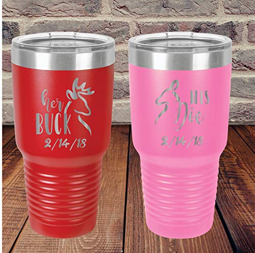 Her Buck, His Doe Mugs 30Oz Insulated Stainless Tumblers Set Of 2 Engraved Mugs #TOP1