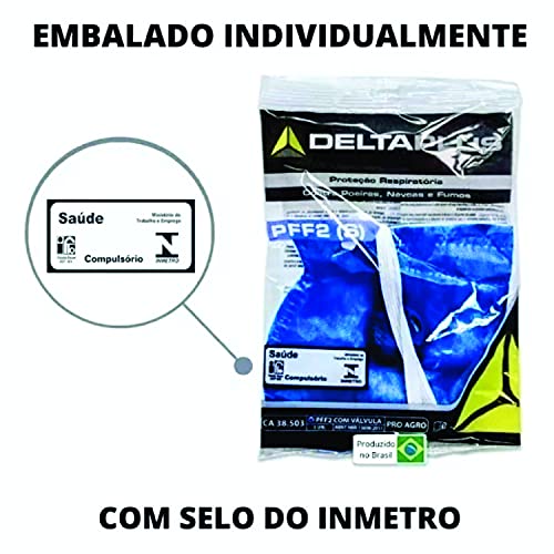 Mascara Proteção Respiratória Com Elástico Duplo E Selo Do INMETRO DeltaPlus - Pacote com 10 Unidade