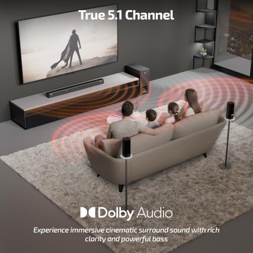 Image of iBall Cinebar 560 800W Soundbar, True 5.1 CH, Dolby Audio, Wireless Subwoofer & Satellites, Triple Driver Audio, 20.32cm Subwoofer, BT v5.3, HDMI ARC, USB, AUX, LED Display, Wall Mountable, EQ Modes