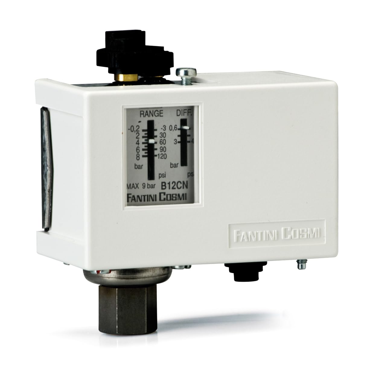 B12CN | 1307000 | FANTINI COSMI Pressure Switch, Connection G/14, Range -0.2/8 BAR, Female, IP40