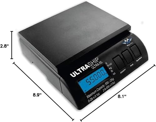 Miniatura 3 de My Weigh Ultraship 55 Báscula postal en negro con adaptador de fuente de alimentación