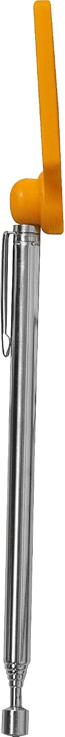 MAG-MATE 301G240HVO High-Visibility Telescoping Rectangular Stainless Steel Inspection Mirror, 2" x 2" Telescoping Mirror with Collapsible Brass Shaft, 28" Extended Length, Orange Hivis