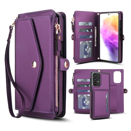 Housse Samsung Galaxy A73 5G portefeuille violet protection clapet aimant