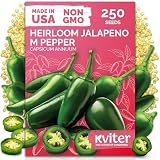 KVITER 250 Jalapeno Peppers M Heirloom Seeds (Capsicum annuum) – Jalepeno Chili Hot Peppers, Mexican Pepper Seed Packets – Vegetable Seeds for Planting Outdoor & Indoor Garden Containers, Raised Beds