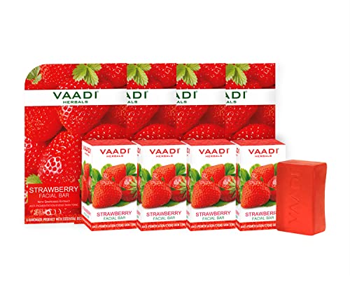 Image of Vaadi Herbals Value Strawberry Facial Bars with Grape Seed Extract, 25gm x 4