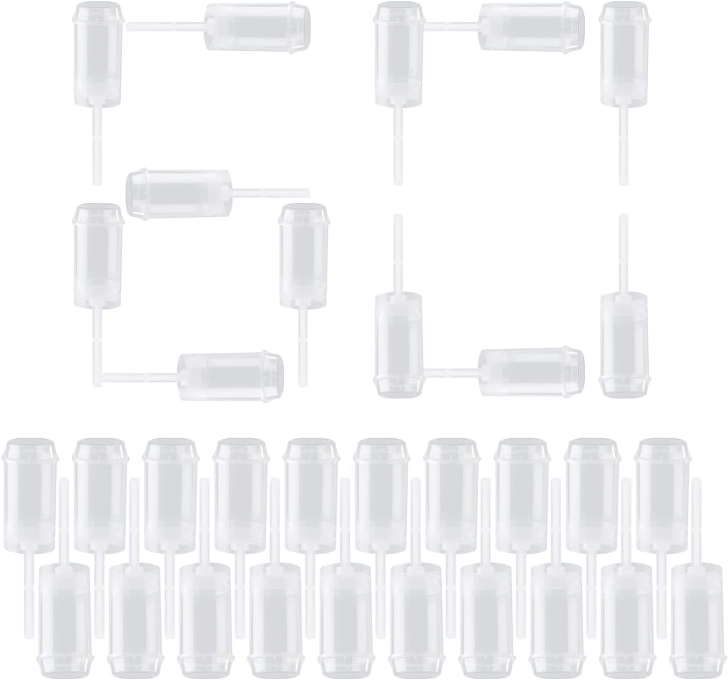 EKIND Round Shape Clear Push-Up Cake Pop Shooter Plastic Containers with Lids for Weddings Birthday Party, Base & Sticks, Pack of 60