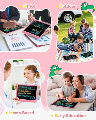 KOKODI 15 Inch LCD Writing Tablet with Anti-Lost Stylus, Erasable Doodle Board Colorful Toddler Drawing Pad, Car Travel School Games Toys for 3 4 5 6 7 8 Kids, Birthday Gift for Girls Boys Pink — view 6