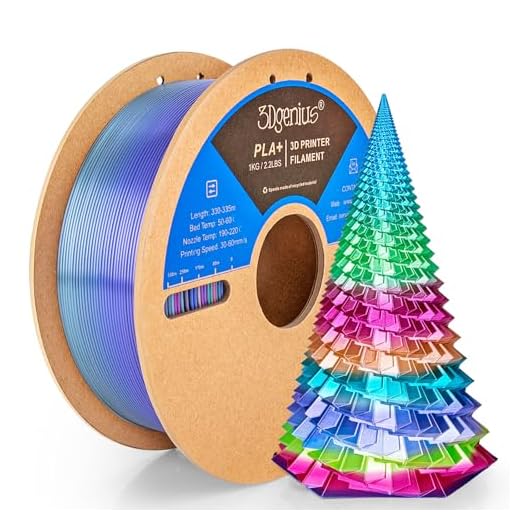 3Dgenius Silk Rainbow PLA Filament 1.75mm Silk PLA 3D Printer Filament Shiny Fast Color Changing Gradient Filament 3D Printing Filament Fit Most FDM Printers, 1kg Spool(2.2lbs), Blue Series