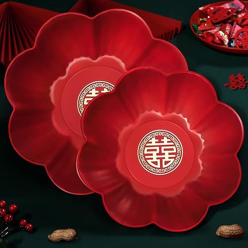 Miniatura 7 de Cabilock Decoración de boda Decoración de la boda Decoración de pasteles 2 unids bandeja china para servir la boda plato de fruta forma flor bandeja