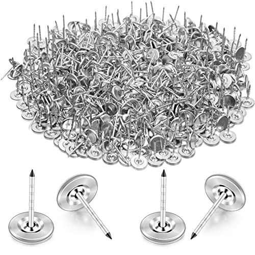 Ferraycle 500 Pieces EAS Loss Prevention Flathead Pins for Security Tag Compatible, Steel Thumb Tacks Flat Head Pin Silver Round Head Push Pin for Office Home, School, Corkboard, Photo Wall