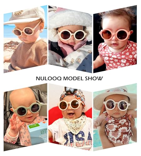 NULOOQ Bendable Polarized Baby Sunglasses with Strap Round Flexible for Infant Newborn & Toddler Age 0-24 Months2