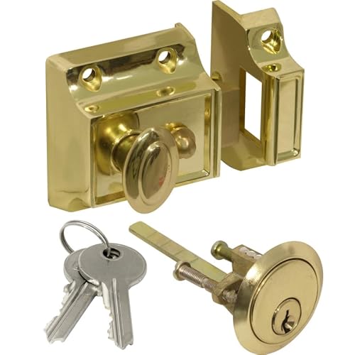 Shirenock Check In Detail Traditional Nightlatch Brass Narrow,1 In Pack