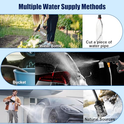 Akku-Hochdruckreiniger mit 2 Batterien, 48 V 41Bar/600PSI Hochleistungs-Akku-Hochdruckreiniger, tragbarer Strahlreiniger für Auto, Garten, Haus, Terrasse, Einfahrten – Bild 3