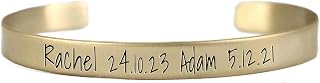 Kids Name and Birth Dates Bracelet - Newborn Push Gift - 14k Gold Mom Bracelet - Open Cuff Jewelry