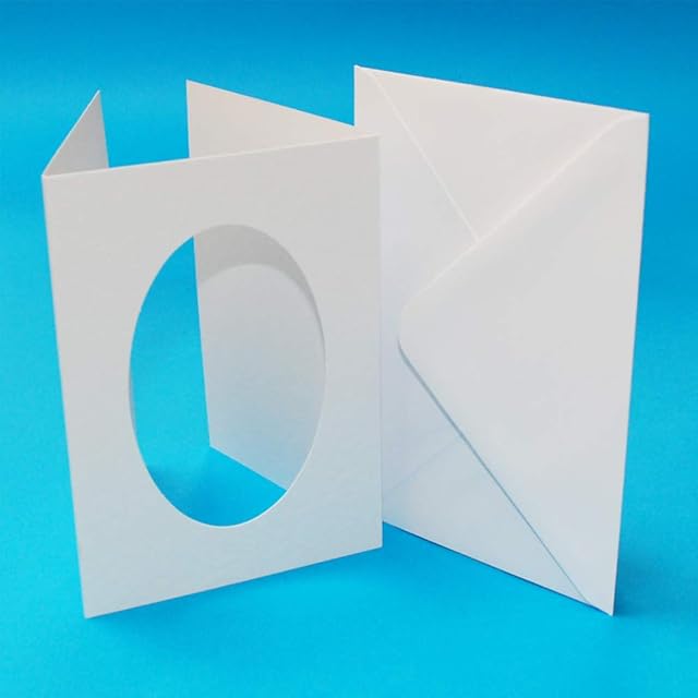 Craft UK A6 White Hammered 3 Fold Oval Aperture Cards & Envelopes