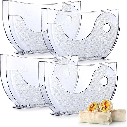Teenyyou 4 Pieces Rice Paper Water Bowls with Side Pocket Holder Spring Roll Water Bowl Container Tray Maker for Wrappers Rice Paper Not Included