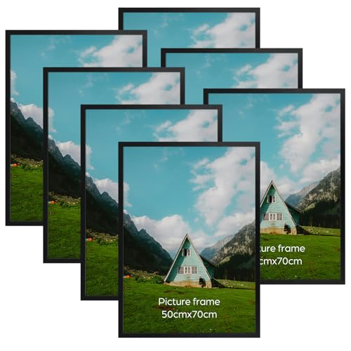 Giftgarden Marco 50x70, Juego de 7 Marcos 50x70 Negro Aluminio de Mesa y Pared, Para Decorar Salones, Pasillos, Dormitorios, Oficinas