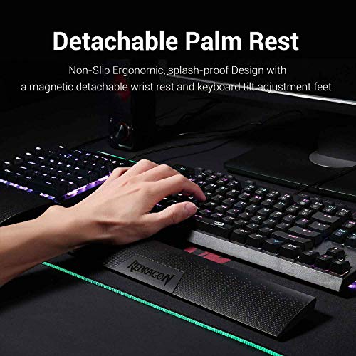 Redragon K588 Rgb Backlit Mechanical Gaming Keyboard With Programmable Keys Macro Recording Optical Blue Switches Tenkeyless With Detachable Palm Rest & Usb-C Usb For Windows Pc #TOP5
