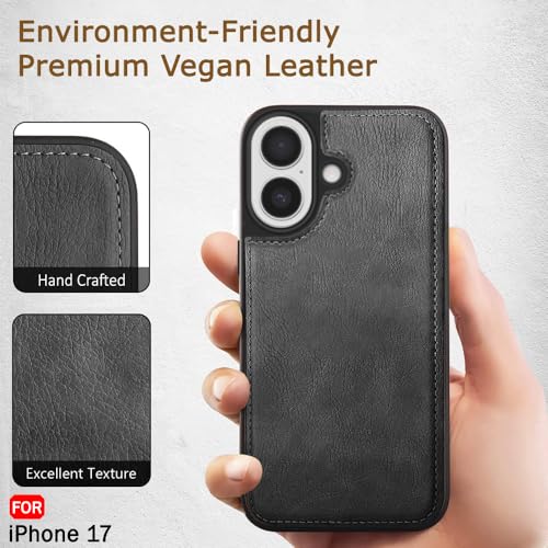Image of TheGiftKart Genuine Leather Finish Back Cover Case for iPhone 17 | Shockproof Design | Raised Edges for Camera & Screen Protection | Stunning Minimalist Design Back Case Cover for iPhone 17 (Grey)