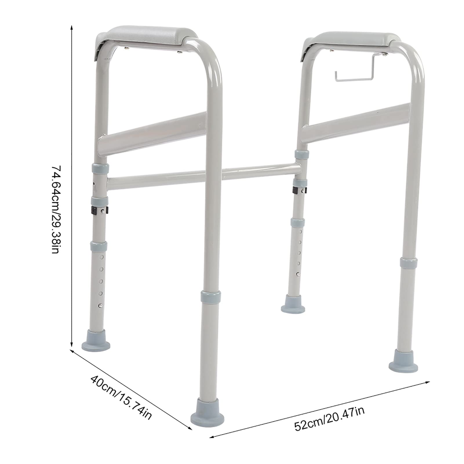 Wakects Braccioli per WC, Braccioli Toilette Sostegno per WC Regolabile in Altezza 65-86cm, Maniglia di Sicurezza per Bagno per Anziani e Disabili, in Acciaio al Carbonio