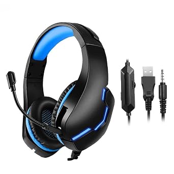 Cuffia da gioco Auricolari auricolari auricolari per cuffie USB Computer  con microfono LED Blue Blue Office : Amazon.it: Informatica