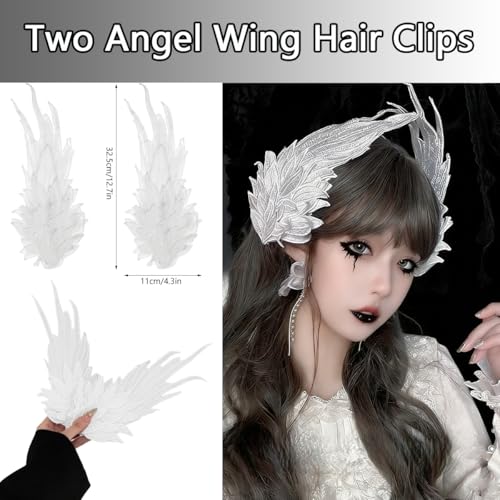 2 Pcs Angel Wing Hair Clips Clips con Doble Capa Bordada de Plumas para Mujer miniatura 2