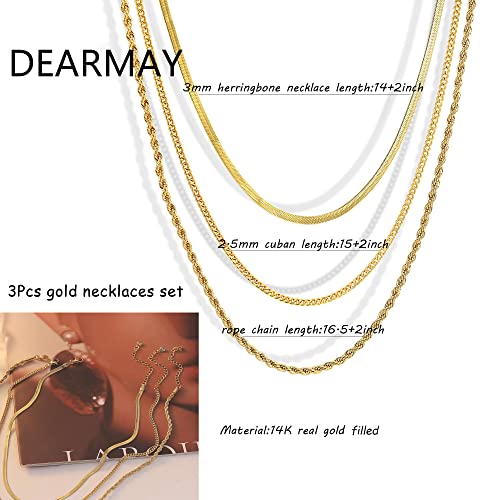 DEARMAY Layered 14K Gold Plated Chain Choker Necklace Set for Women Trendy Gold Jewelry