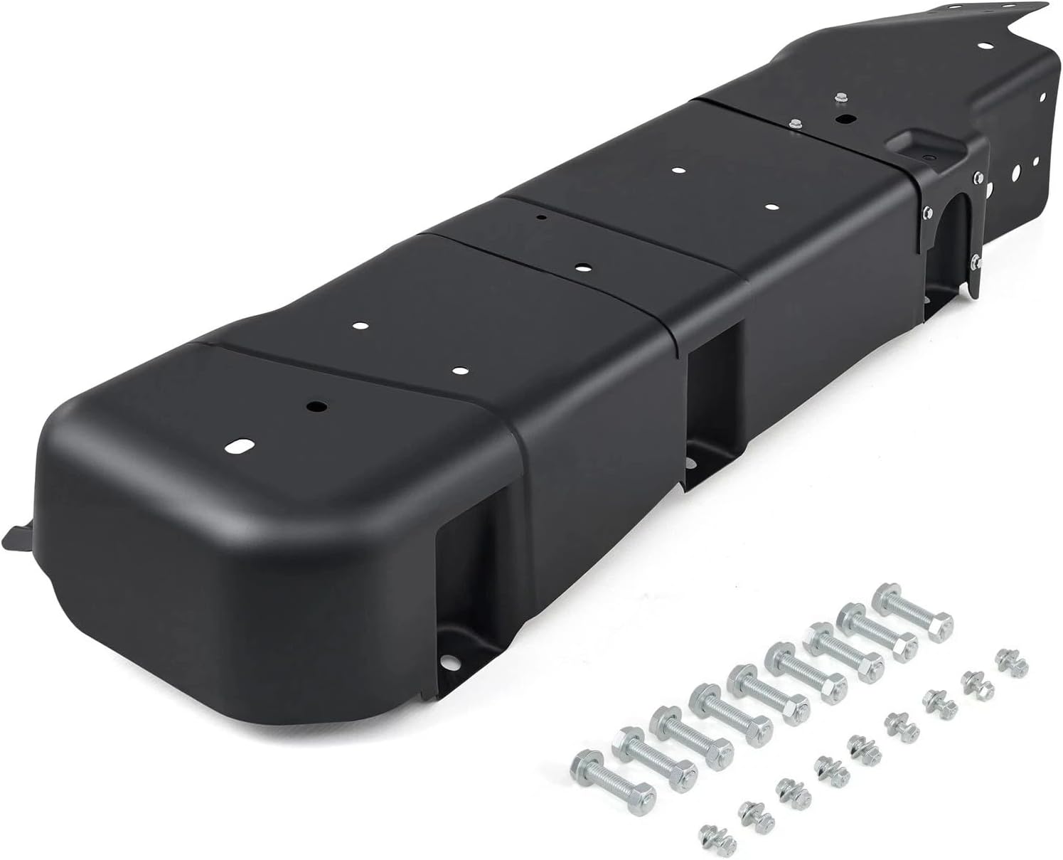 Steel Gas Fuel Tank Skid Plate Compatible with 2007-2018 Jeep Wrangler JK 4-Door Unlimited Models, Replace OEM 52059747AD 52059747AE 52059747AF 52059747AG, Black Powder-Coated Direct Replacement