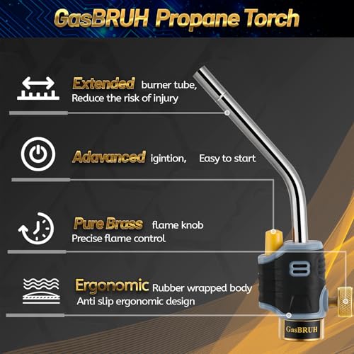 Propane Torch Head, Trigger Start Propane Torch Fuel by Propane MAPP MAP PRO Gas,Gas Torch Head with Self Ignition,MAPP Gas Torch Kit,Turbo Torch,Welding Torch Kit, Blow Torch(CSA, Fuel not included) - Thumbnail 3