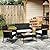 JAMFLY Patio Furniture Set 4 Piece Conversation Set Outdoor Wicker Rattan Chairs Backyard Pool Garden Porch Balcony Patio Loveseat with Cushions and Table, Black/Beige