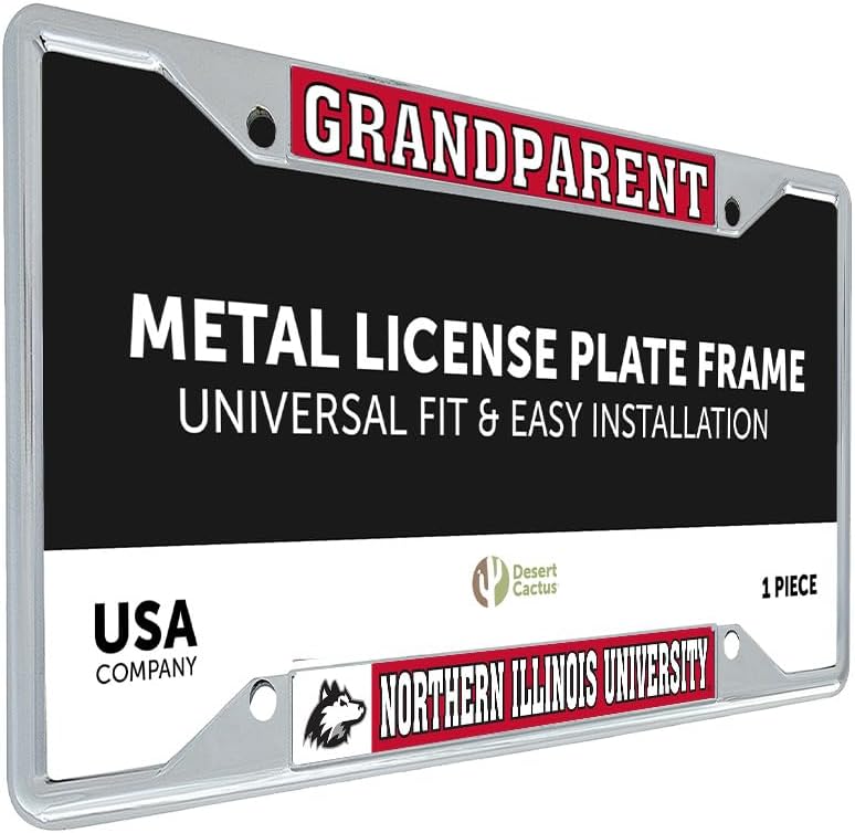 Desert Cactus Northern Illinois University License Plate Frame NIU Huskies Metal Car Tag Holder for Front or Back of Car Officially Licensed (Grandparent)