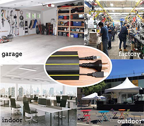 10Ft Floor Cord Cover / Cable Protector — 3 Cord Channels, Fastening Wire Organizer — Protect Wires & Prevent Cable Trips, Cable Management Solution ,Easy To Install - Black #TOP5