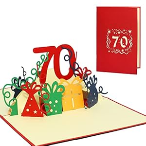 LINPopUp® 3D Glückwunschkarte; Geburtstagskarte 70. Geburtstag, Grußkarten 70 Jahre, rot, N24
