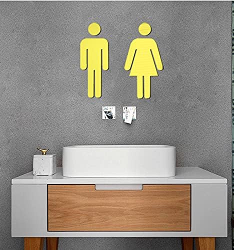 WYBXZ Acrylic Mirrors Sign for Loo Toilet Bathroom Livingroom Wall Decor WC Man Woman Removable Wallpaper Restroom Symbol Sign Mirror Set for Public Toilet Washroom Wall Sticker (Black)