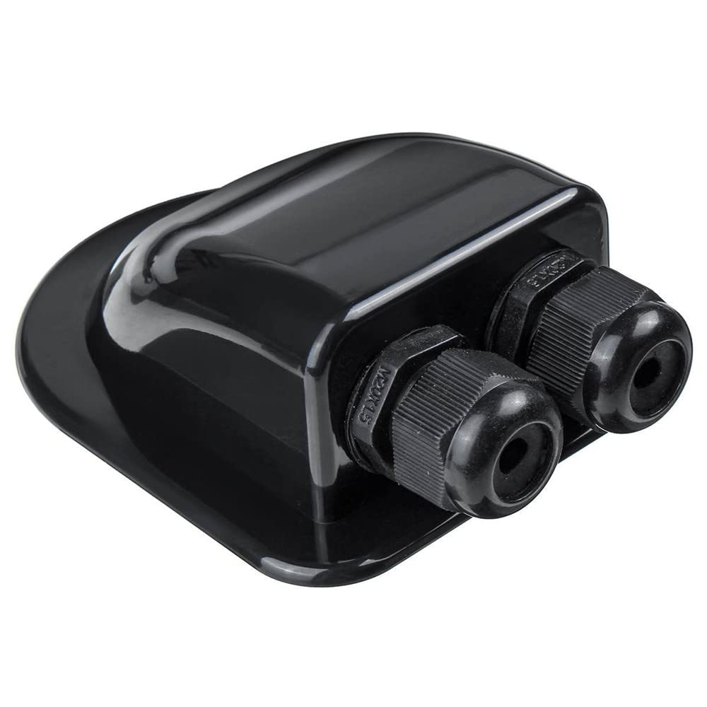 Kogedss Double Hole Black Camper Accessories Caravan Solar Car Junction Box Roof Wire Entry Solar Cable Motorhome Junction Box Rv Caravan Accessories(Double Hole Black)