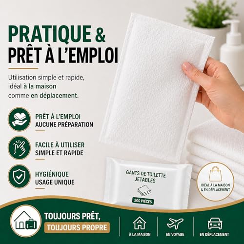 Gants de toilette jetables molletonnés grand format - 7